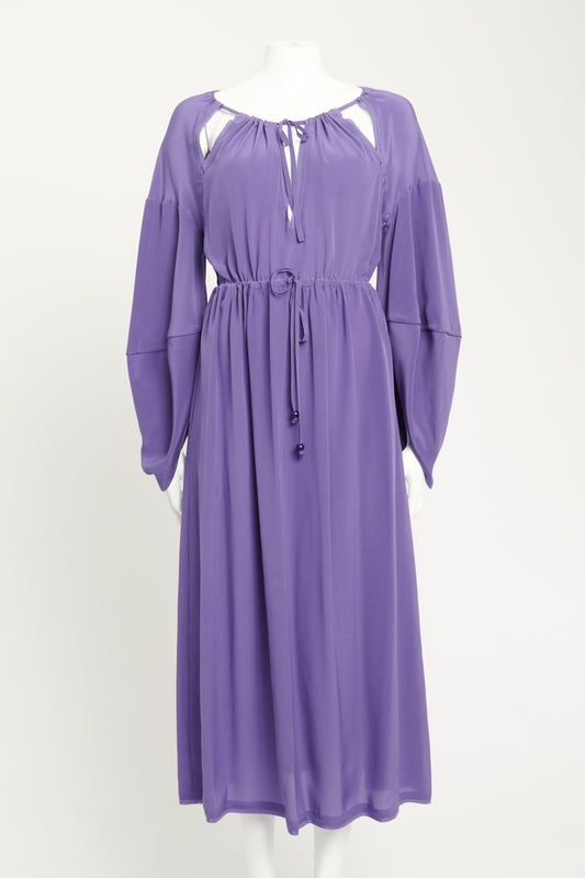 Purple Silk Preowned Cut-Out Midi Dress