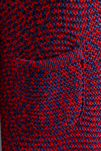 2014 Blue & Red Cotton Preowned Crochet Knee Length Dress