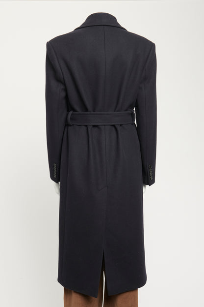 Blue Wool & Cashmere Preowned Belted Coat