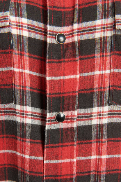 2018 Red & Black Viscose Blend Preowned Check Flannel Shirt