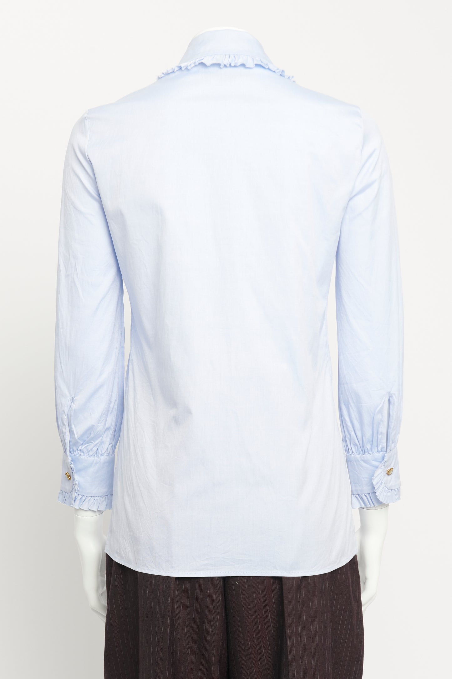 2015 Blue Cotton Preowned Ruffled Shirt