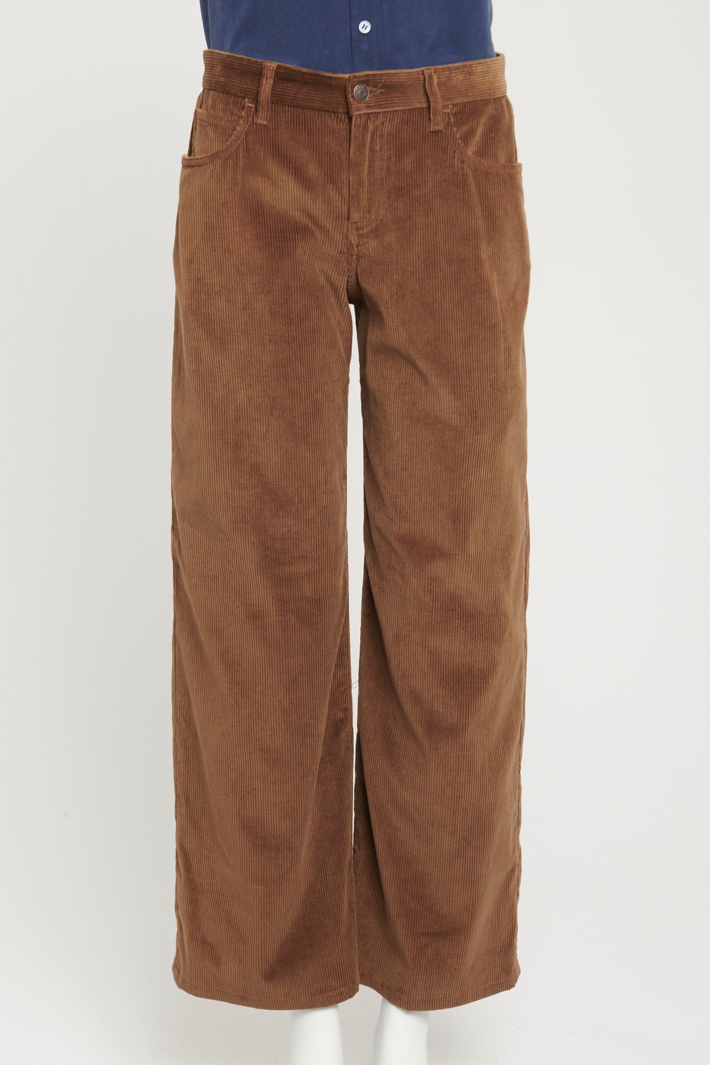 Brown Cotton & Cashmere Corduroy Preowned Eglitta Wide Leg Trousers