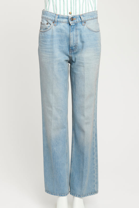 Blue Cotton Denim Preowned Wide Leg Jeans