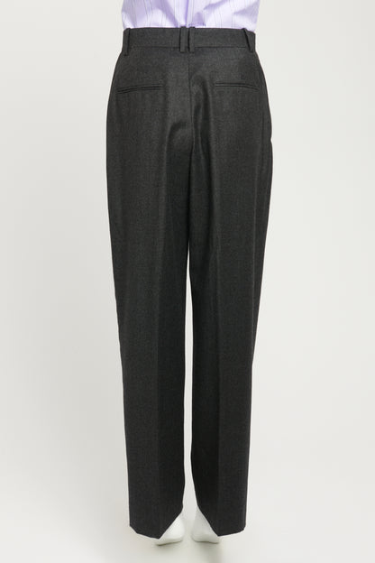 Grey Wool Preowned Wide Leg Trousers