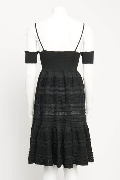 2007 Black Linen & Cashmere Preowned Off The Shoulder Dress