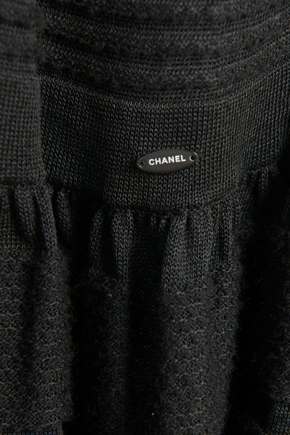 2007 Black Linen & Cashmere Preowned Off The Shoulder Dress
