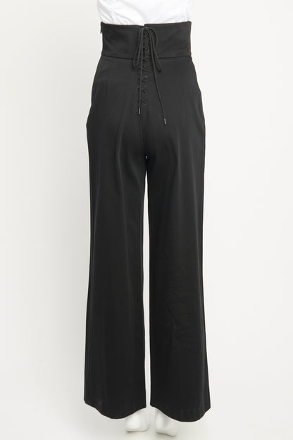 Black Cotton Gabardine Preowned Edition 2004 Lace Up Trousers