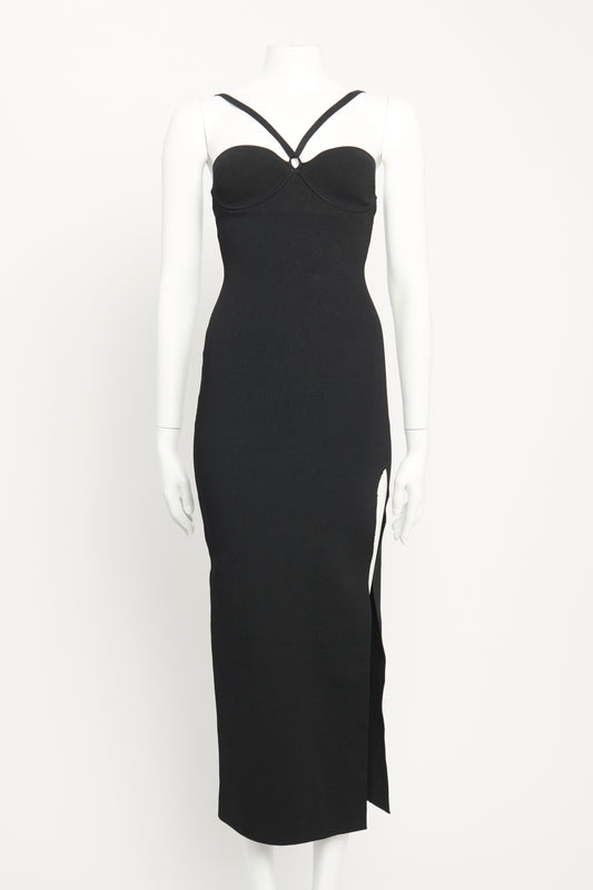 Black Viscose Blend Preowned Myra Midi Dress