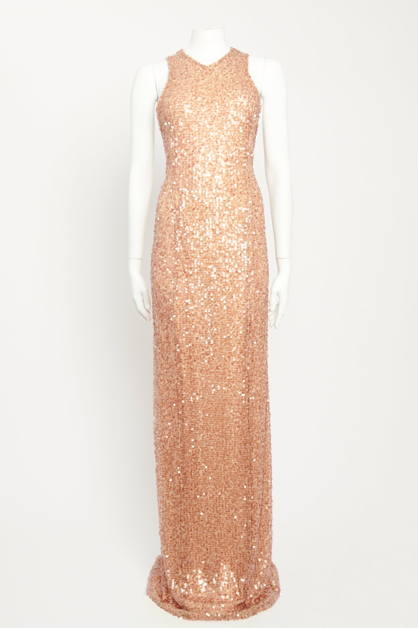 Gold Sequin Preowned Racer Gown