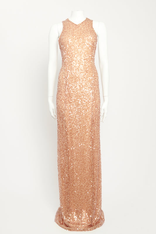 Gold Sequin Preowned Racer Gown
