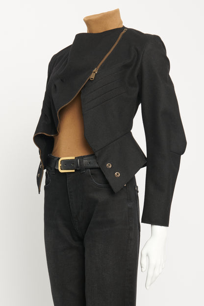 2008 Black Wool Blend Preowned Peplum Jacket