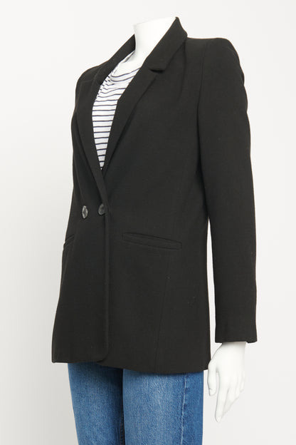 Black Wool Blend Preowned Relaxed Blazer