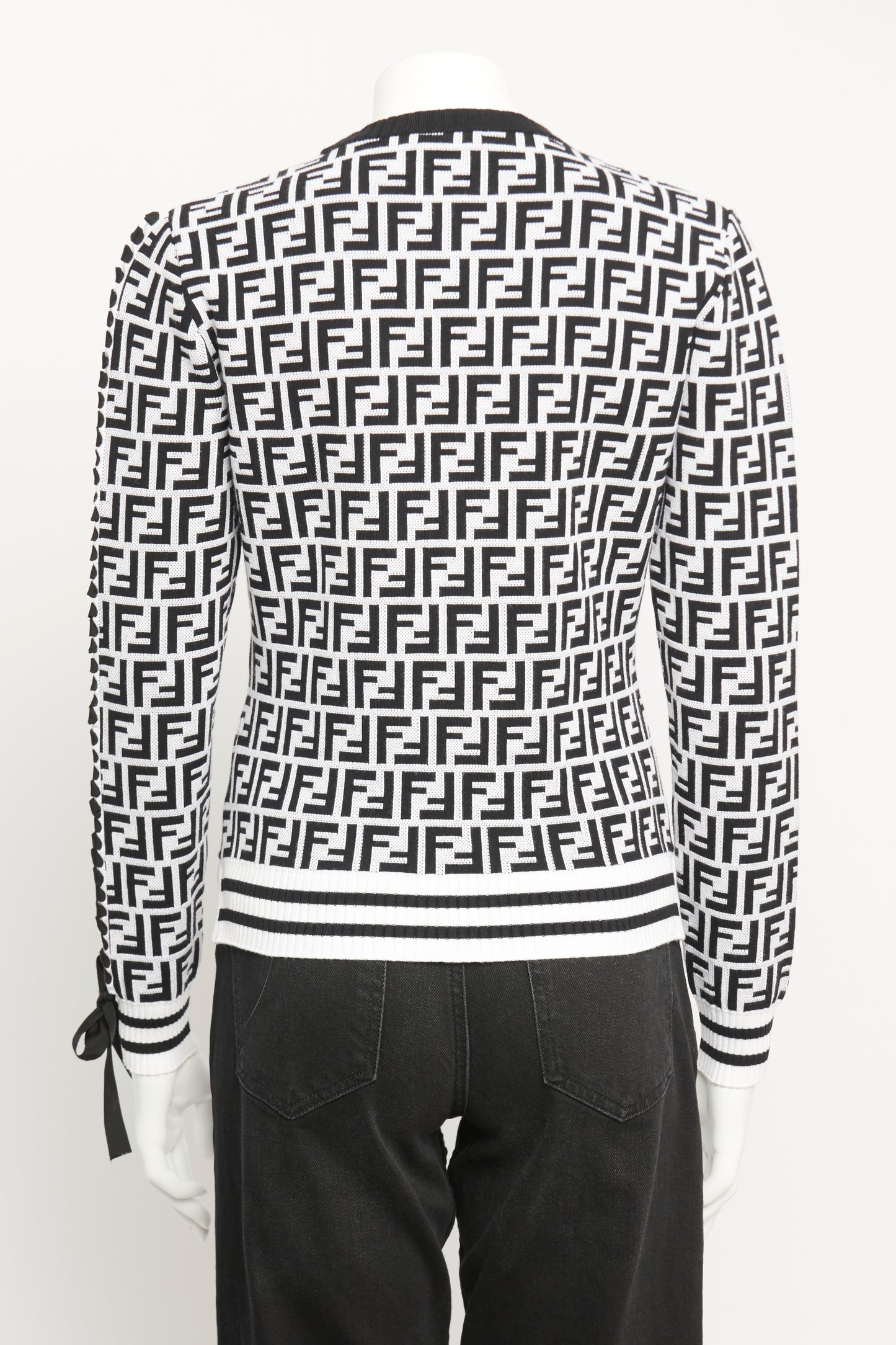 Black and White Viscose Blend Preowned Zucca Jumper