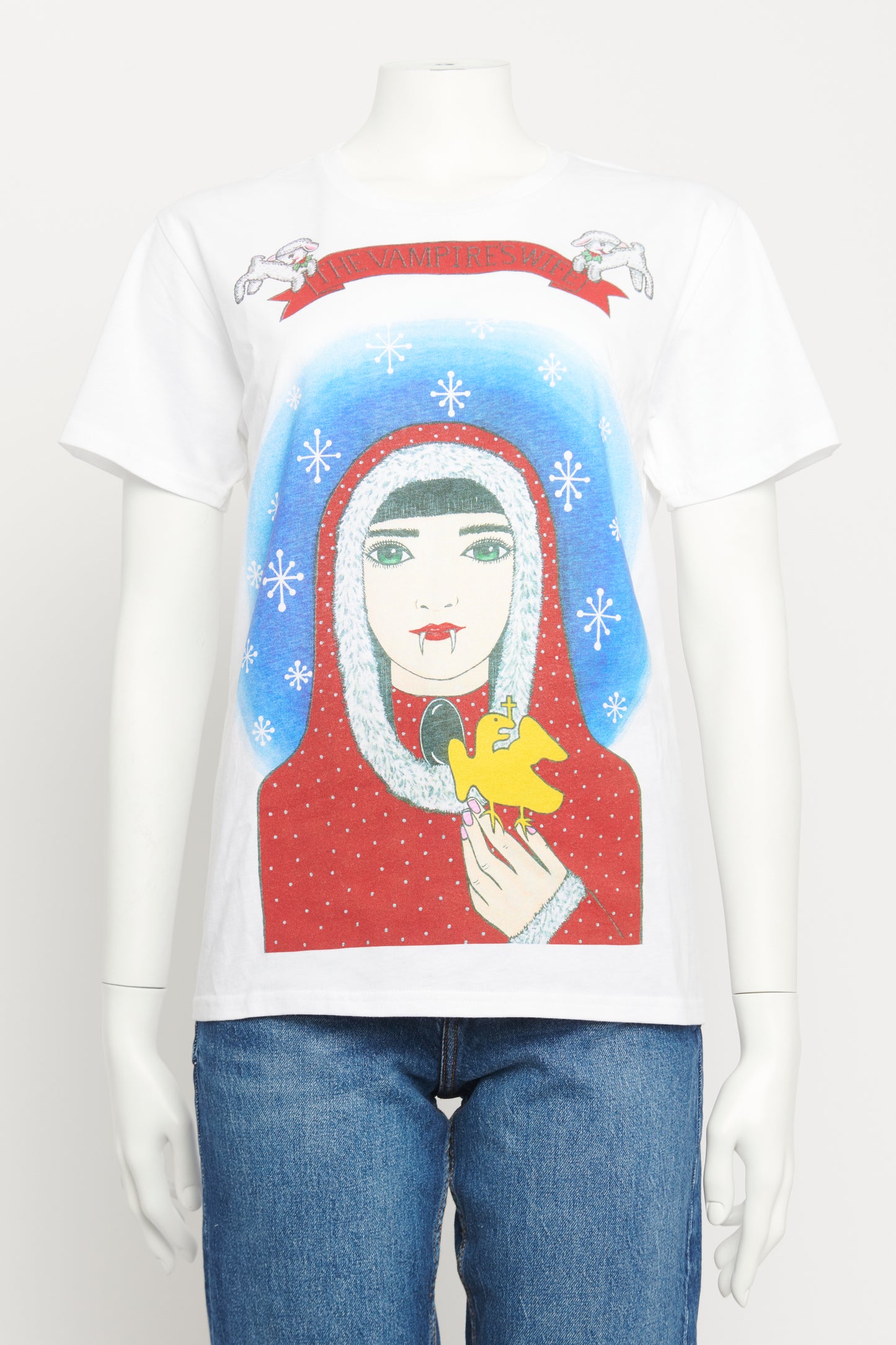 White Cotton Preowned Girl No. 6 Illustrated T-shirt
