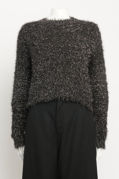 Black & Silver Preowned Tinsel Knitted Jumper