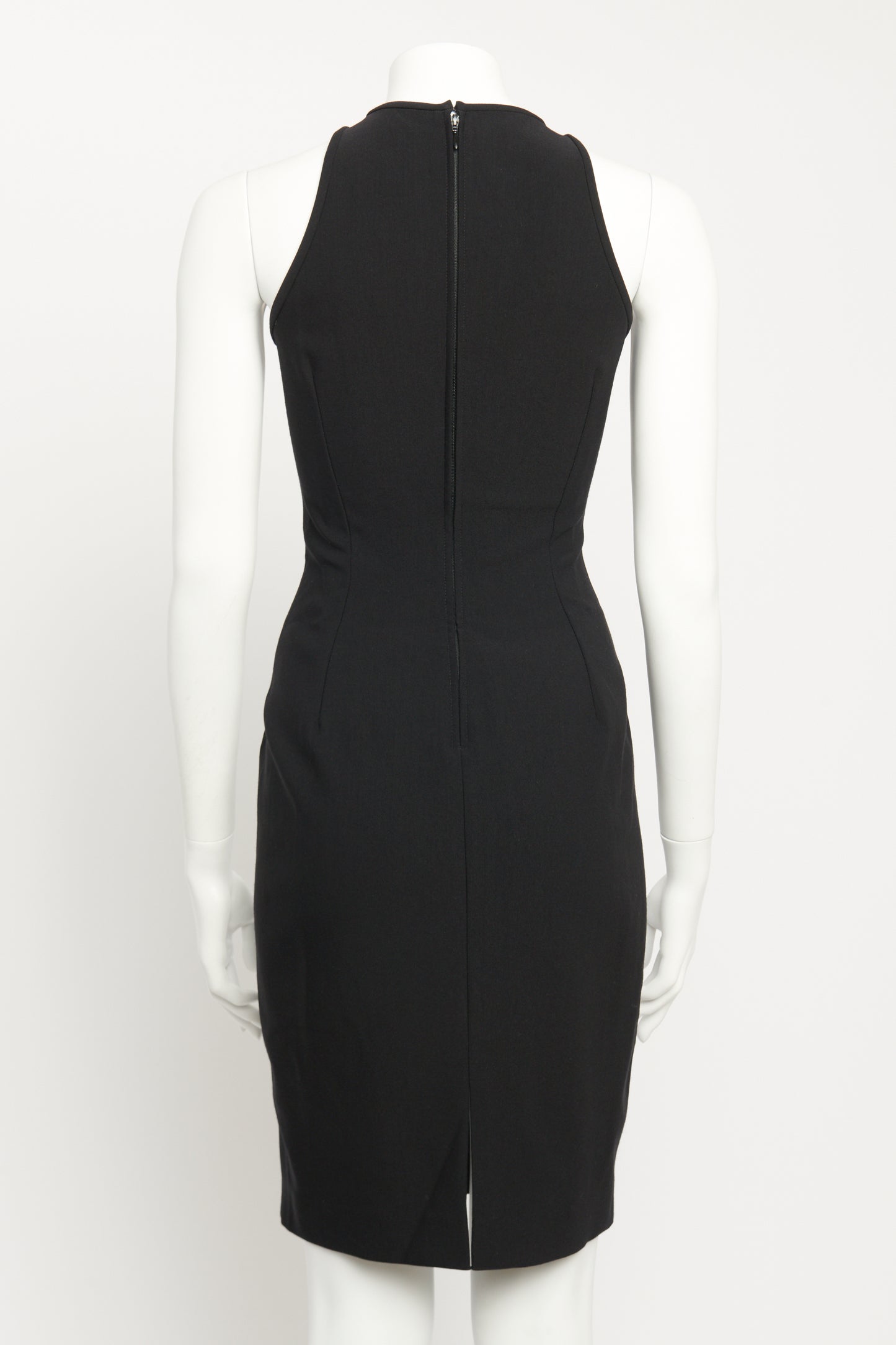 2012 Black Cotton Blend Preowned Illusion Midi Dress