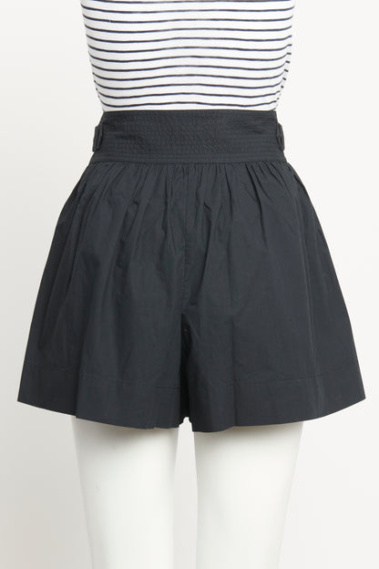 Black Cotton Poplin Preowned High Waisted Shorts