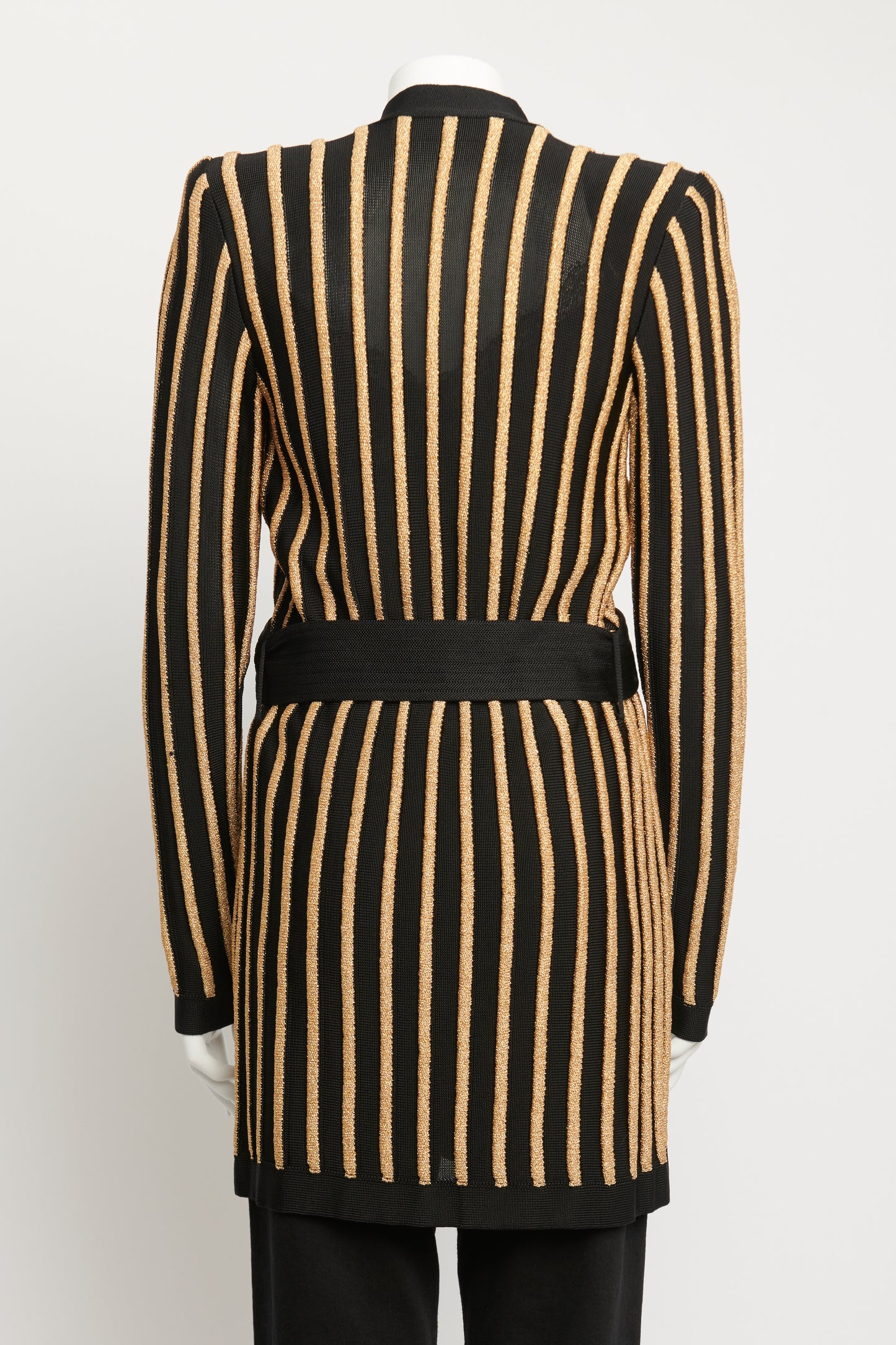 Black & Gold Viscose Blent Preowned Striped Cardigan