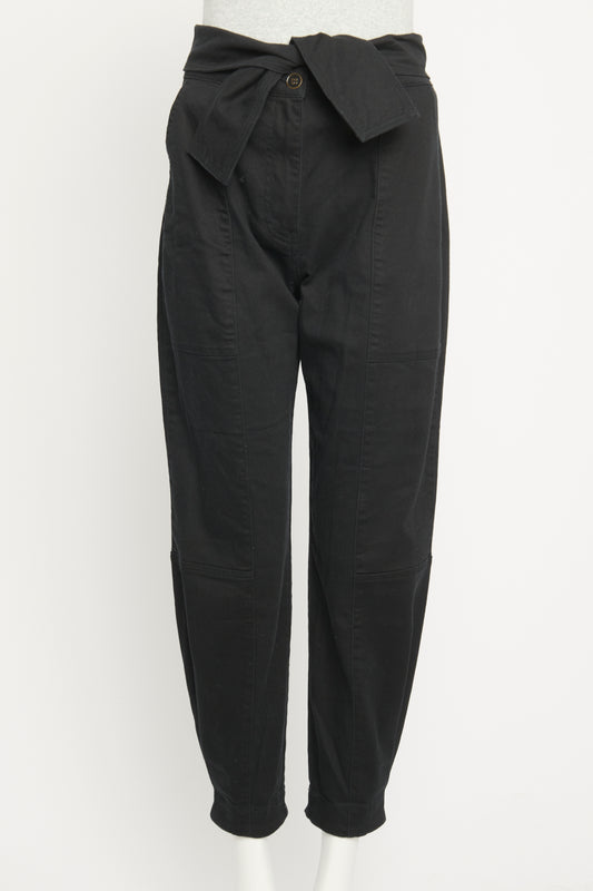 Black Cotton Preowned High Waisted Trousers