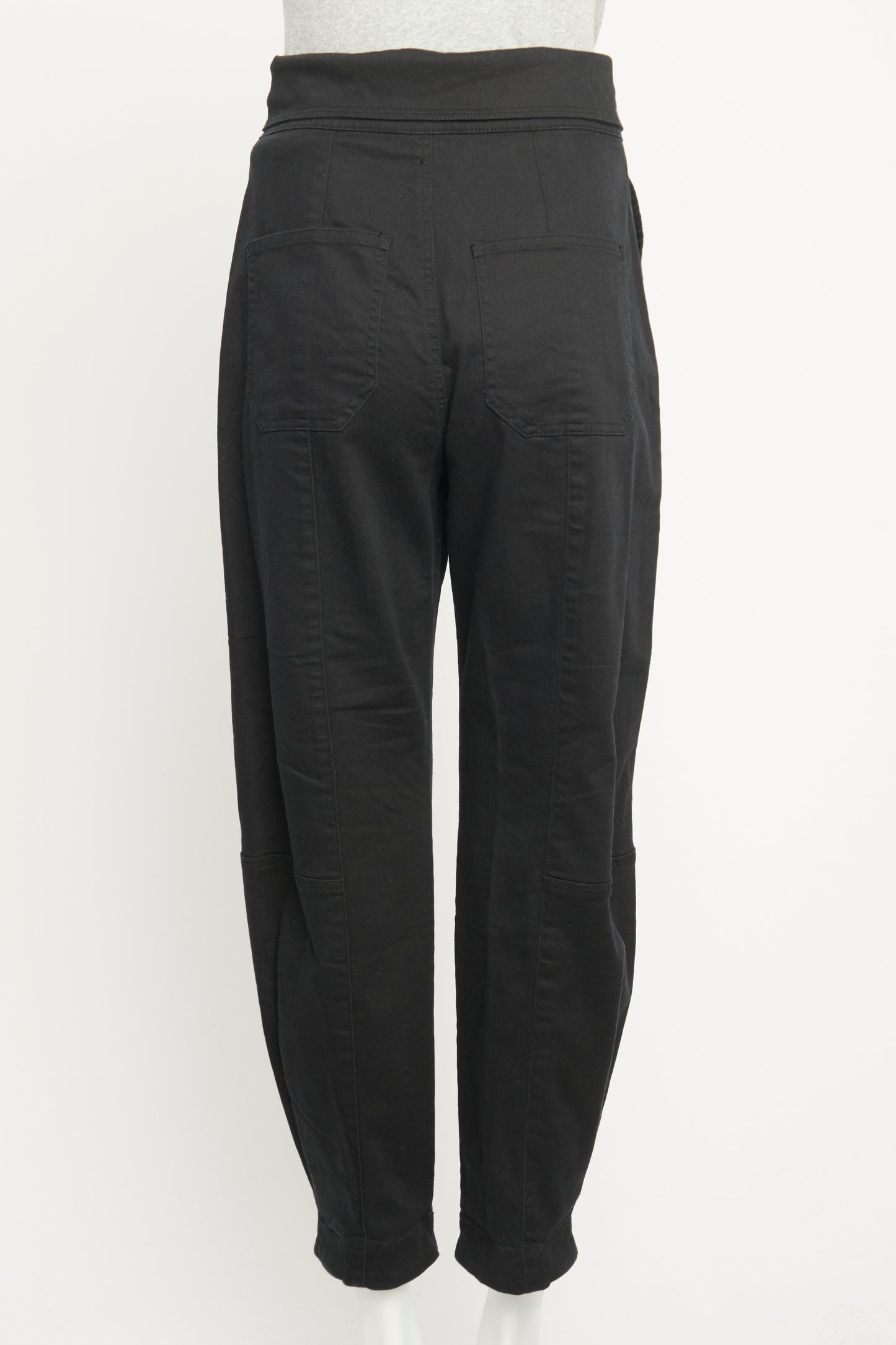 Black Cotton Preowned High Waisted Trousers