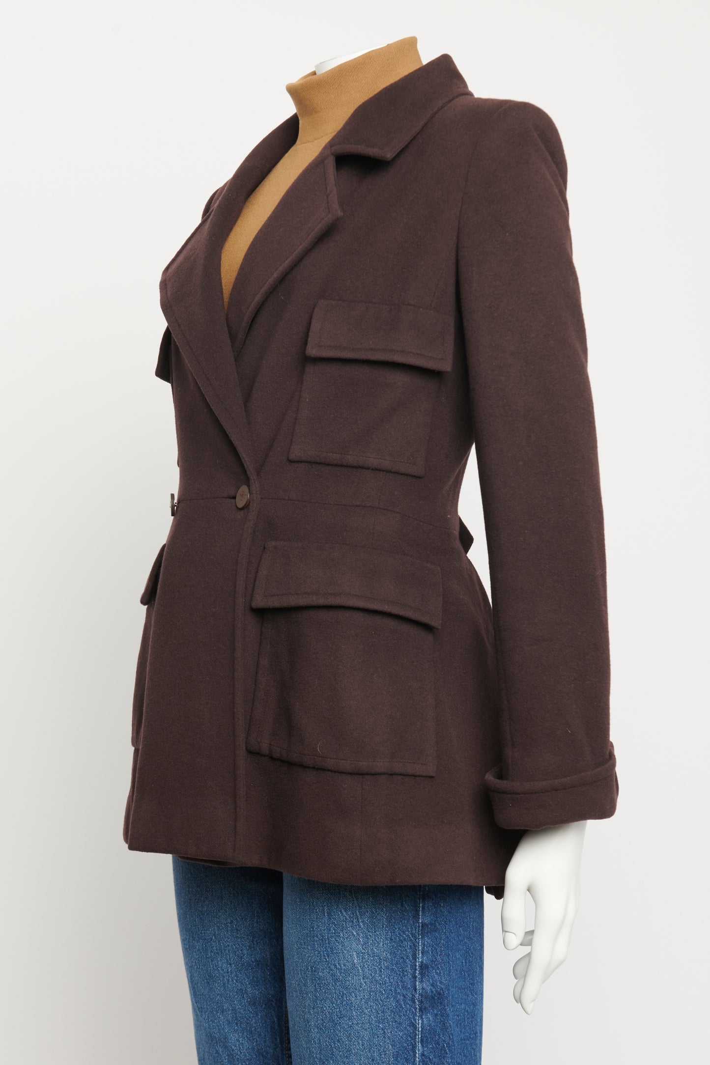 2001 Brown Cashmere Preowned Double Breasted Coat