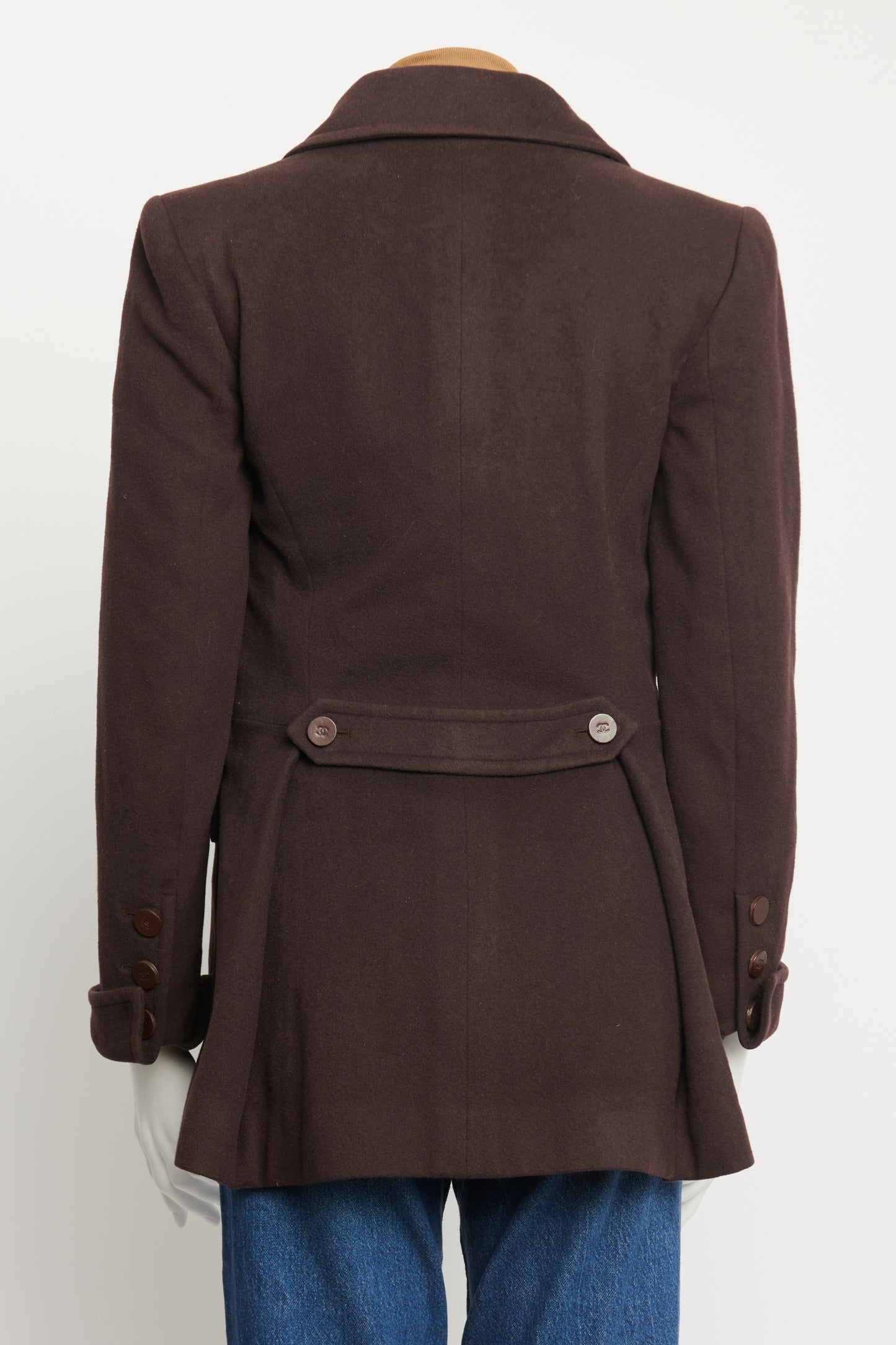 2001 Brown Cashmere Preowned Double Breasted Coat