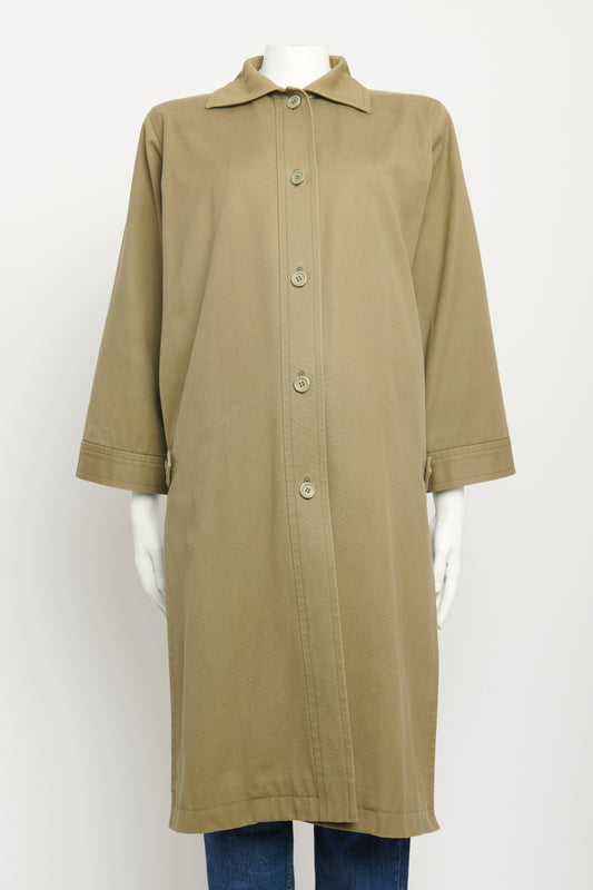 1970's Khaki Green Cotton Preowned Car Coat