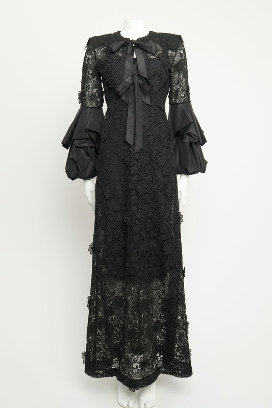 2023 Black Guipure Lace Preowned Jayma Maxi Gown