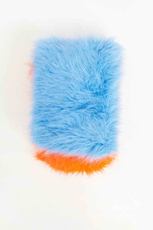 2011 Orange & Blue Faux Fur Preowned Colour Block Scarf