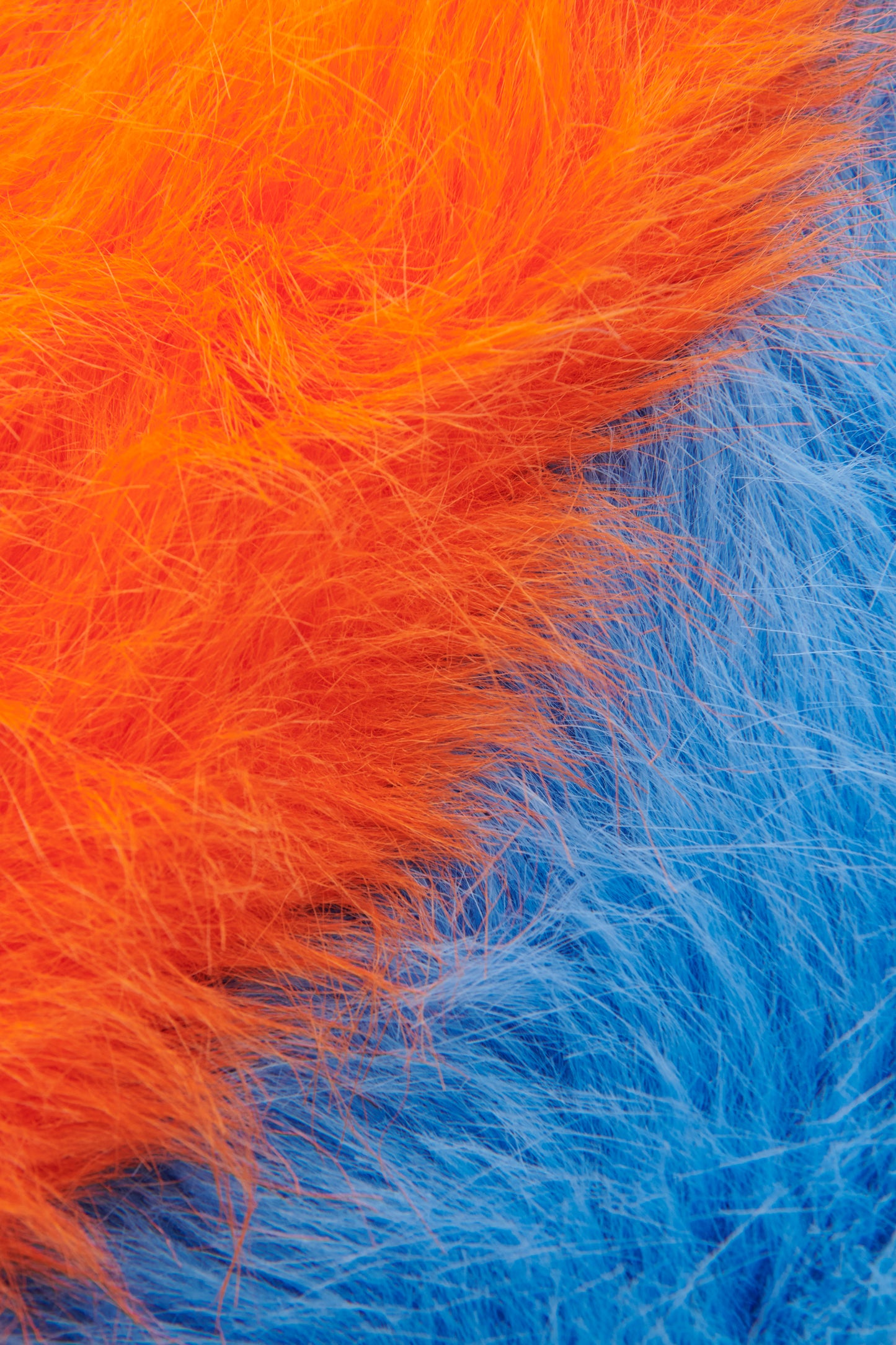 2011 Orange & Blue Faux Fur Preowned Colour Block Scarf