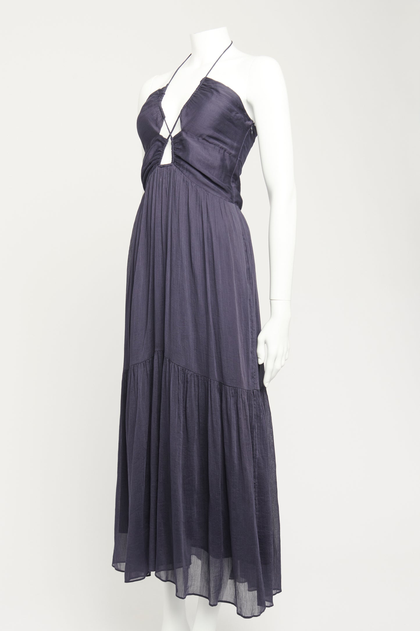 Faded Night Blue Cotton & Silk Preowned Birona Midi Dress