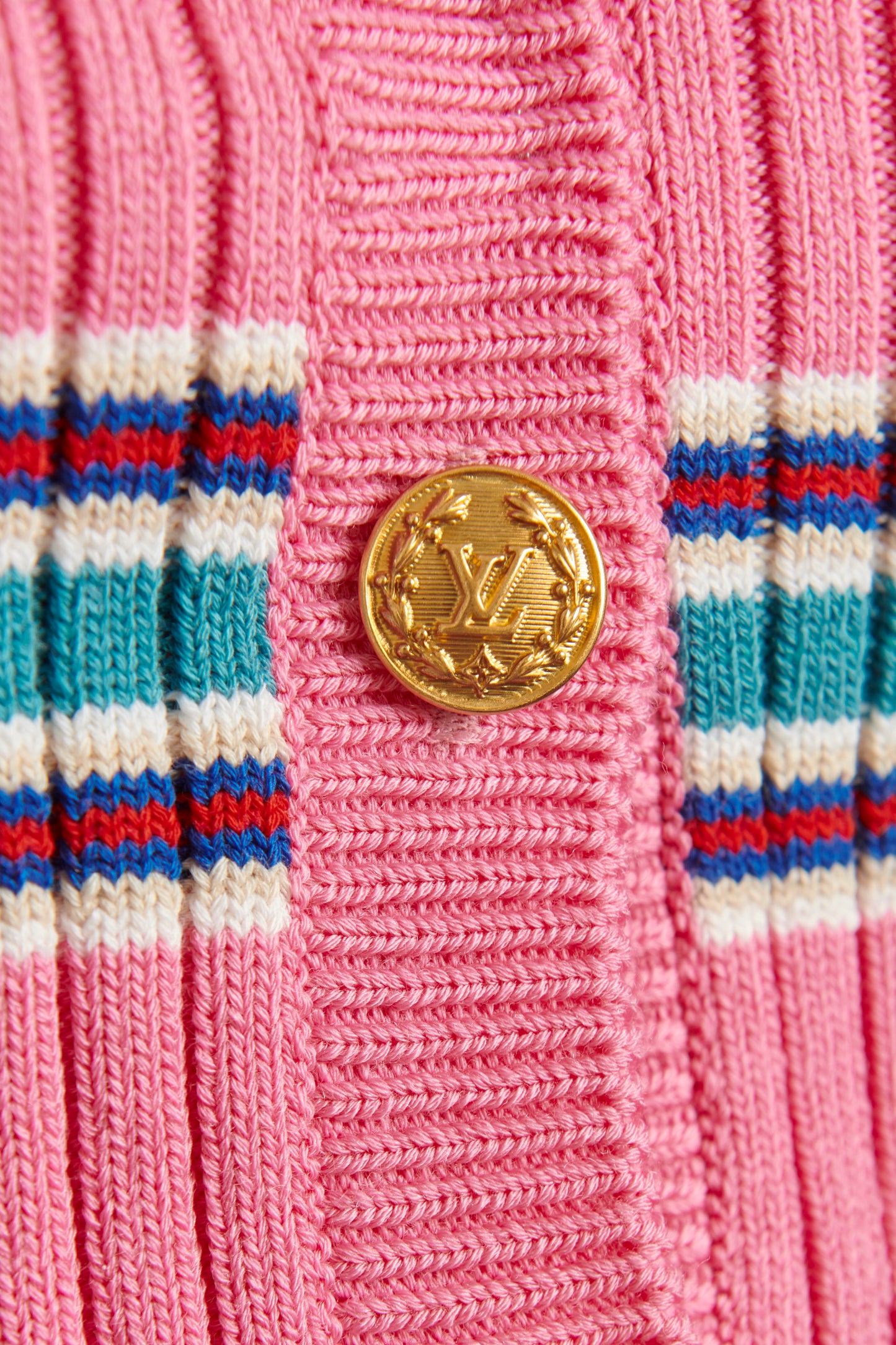 2022 Pink Wool Preowned Cropped Trumpet Sleeve Cardigan