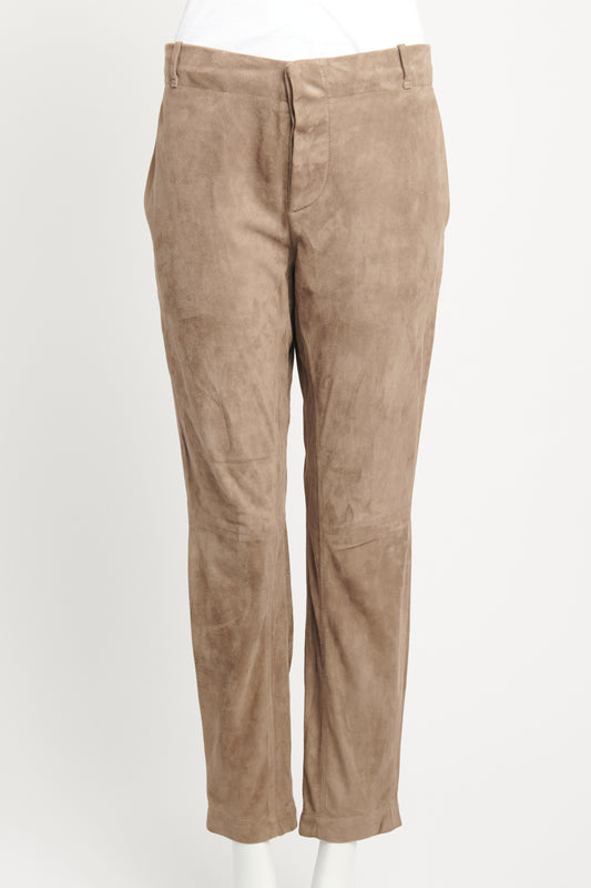 Taupe Suede Preowned Preowned Trousers