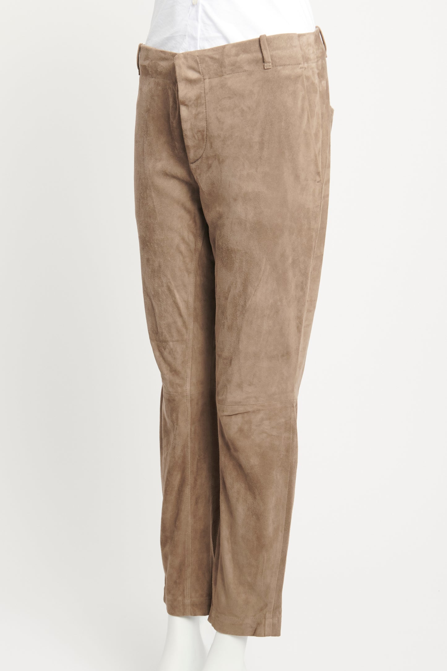 Taupe Suede Preowned Preowned Trousers