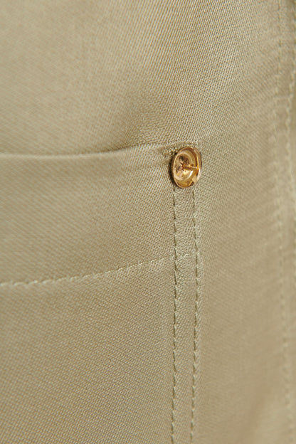Khaki Green Linen & Cotton Blend Preowned Jumpsuit