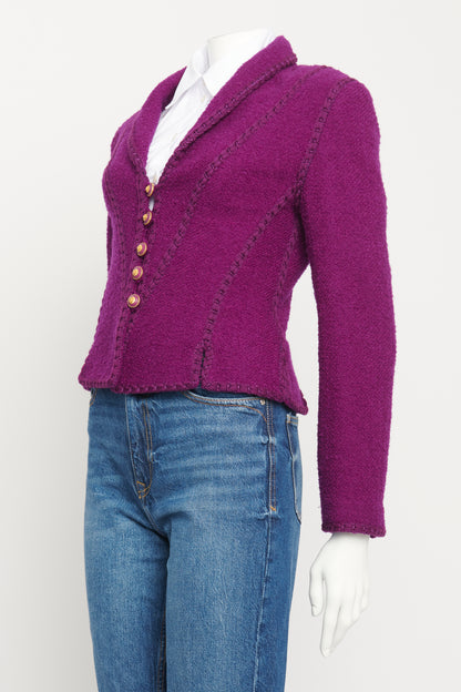 1993 Purple Wool Tweed Preowned Fitted Jacket