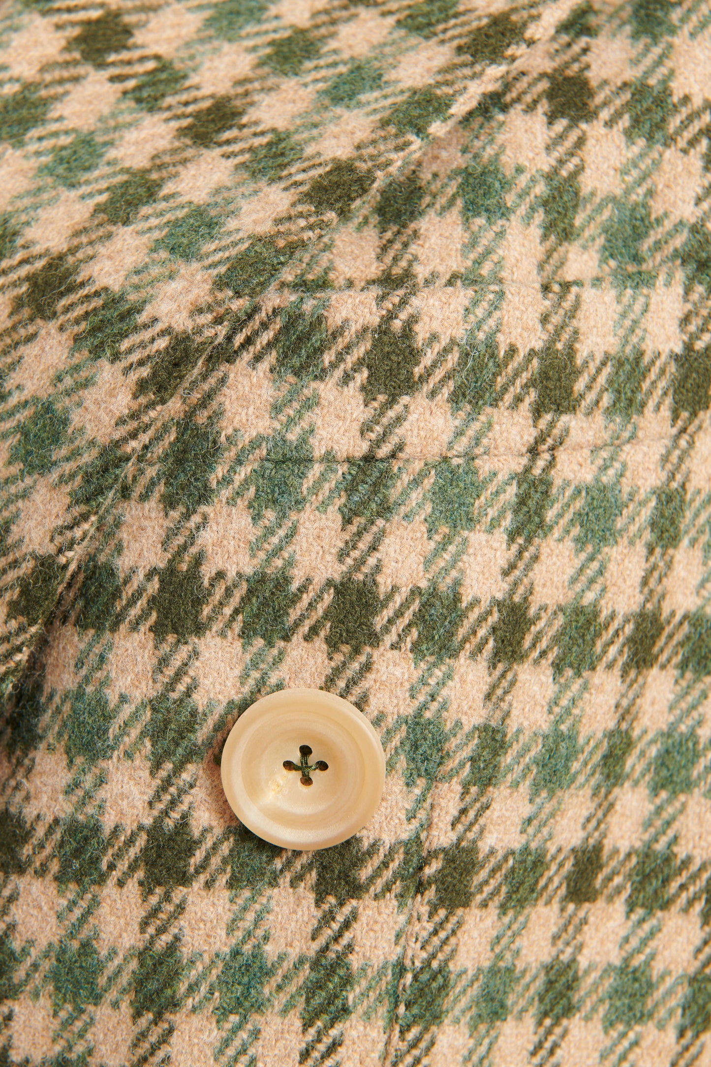 Beige Merino Wool Double Breasted Check Cindy Coat