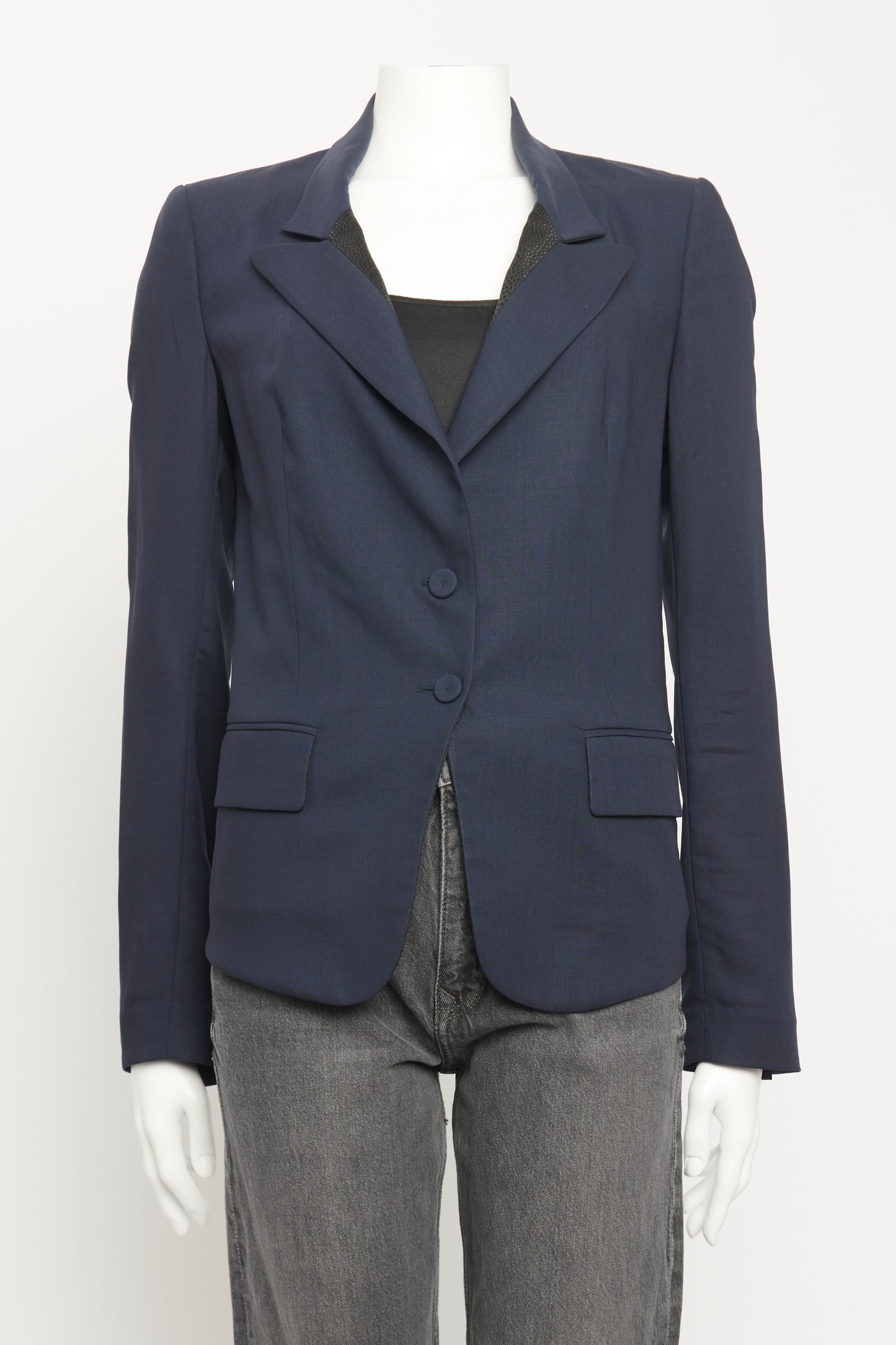 2006 Navy Wool Preowned Single Breasted Blazer