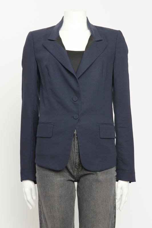 2006 Navy Wool Preowned Single Breasted Blazer