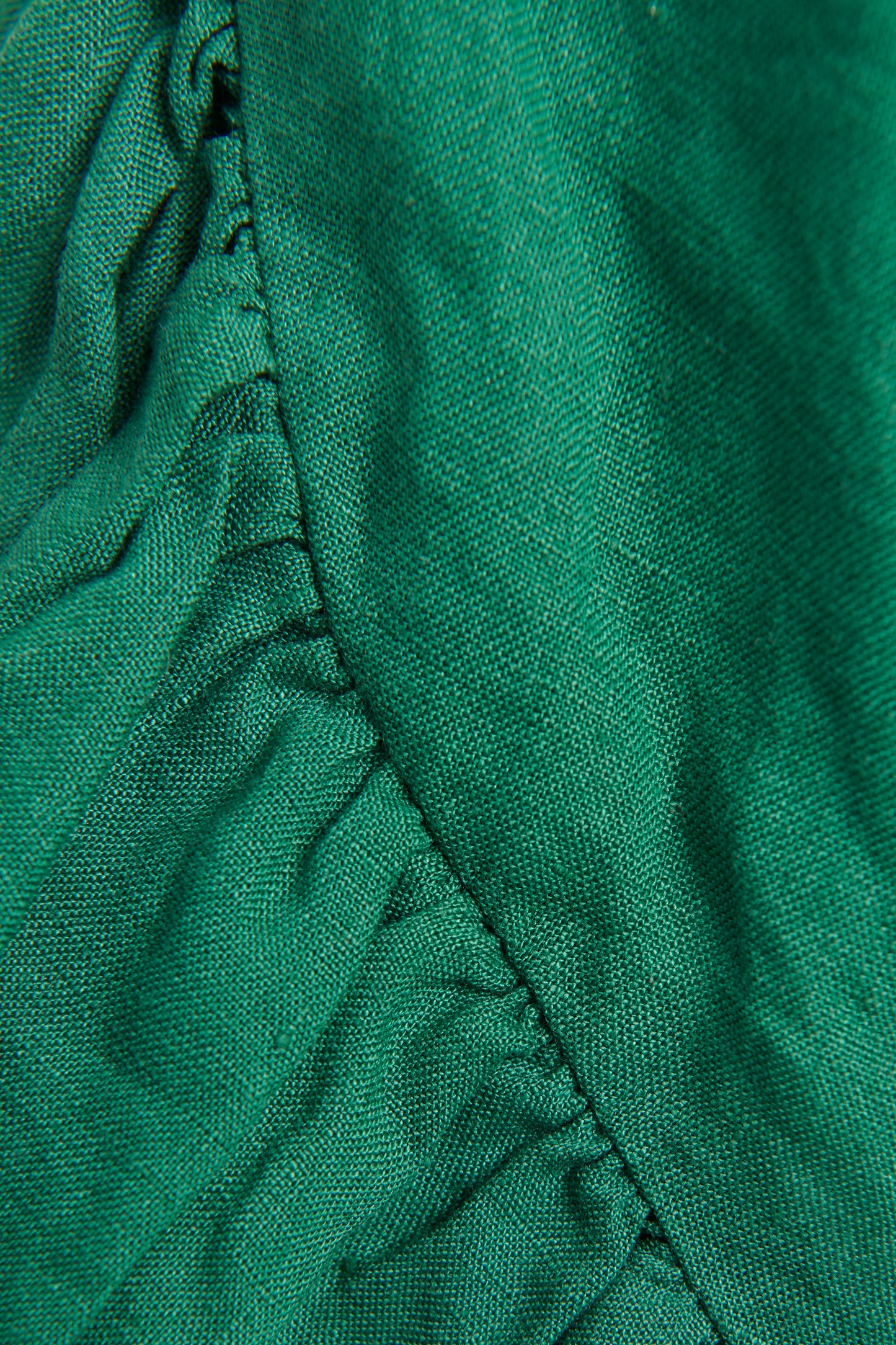 Green Linen Preowned Ruffled Mini Dress