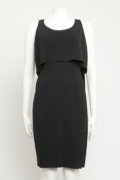 2007 Black Silk Blend Preowned Frilled Knee Length Dress