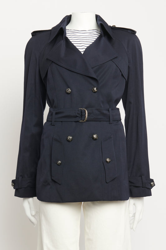 2008 Navy Wool Preowned Coco Line Double Breasted Coat