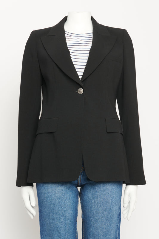 2008 Black Wool Preowned Single Breasted Blazer
