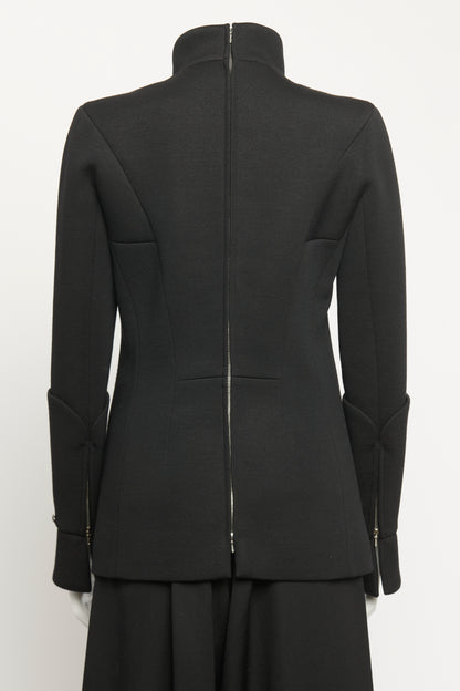 2009 Black Stretch-Wool Preowned Zip Up Jacket