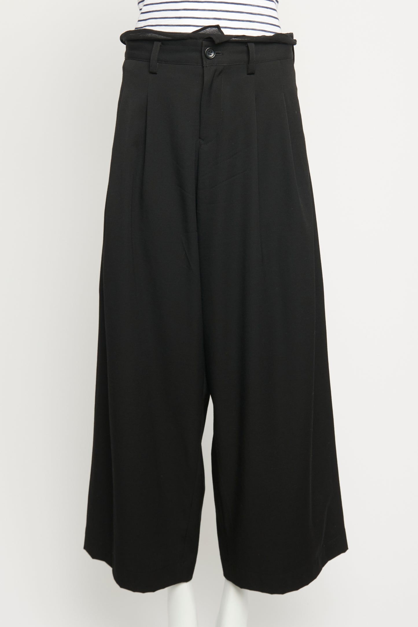 Black Wool Wide Leg Preowned Trousers