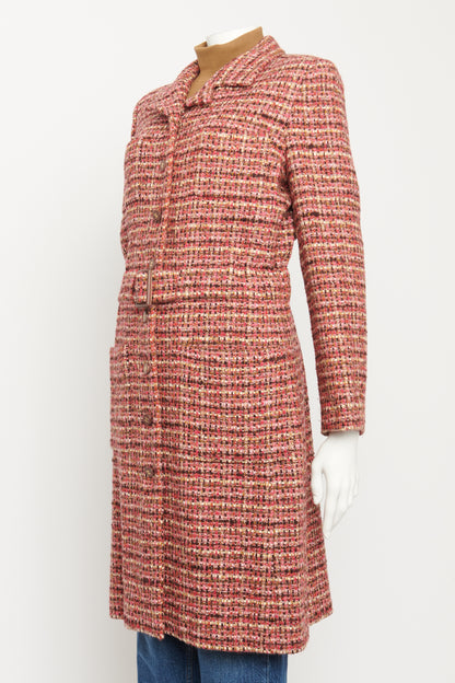 2001 Pink Tweed Preowned Belted Coat
