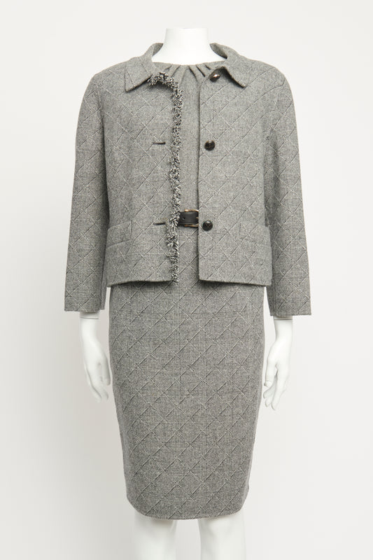 Grey Wool Preowned Check 60's Style Dress & Jacket Set