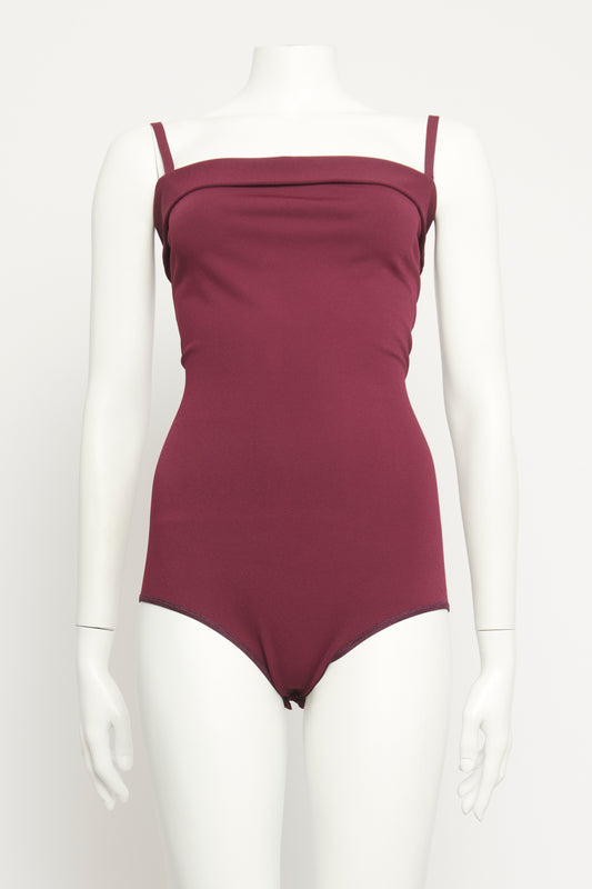 Plum Viscose Blend Preowned Bardot Bodysuit