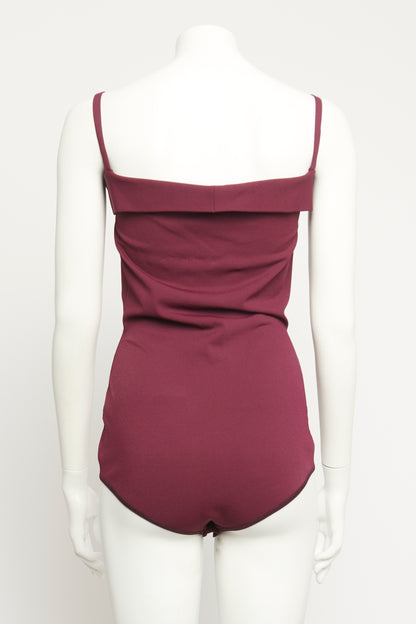 Plum Viscose Blend Preowned Bardot Bodysuit