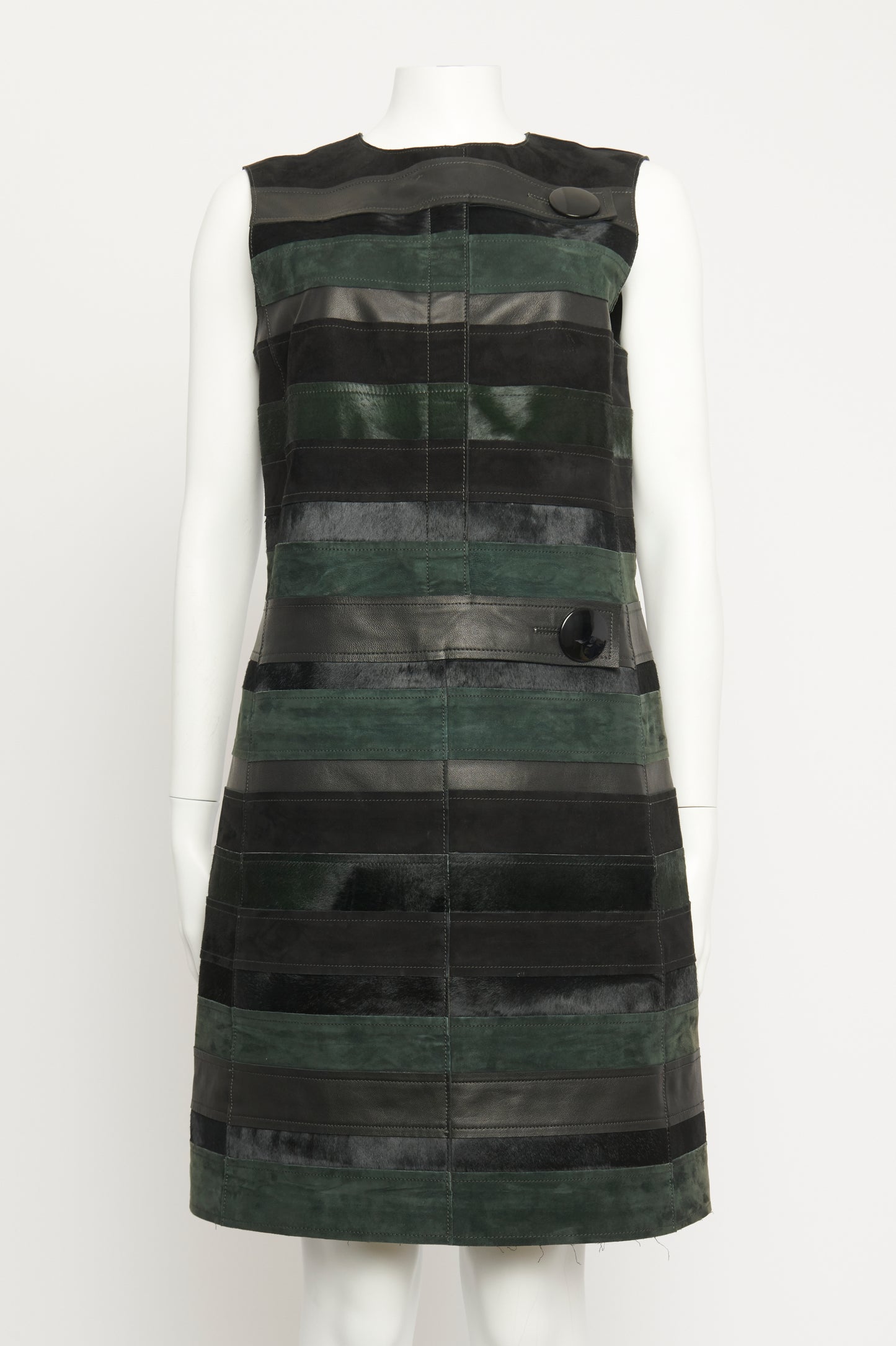 Black and Green Lamb Skin Preowned Dress